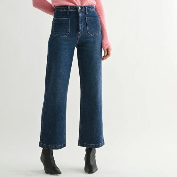 Just Black Denim - Just Black Denim The Sailor Pocket Wide Leg in Dark Denim Sz 29 USA
